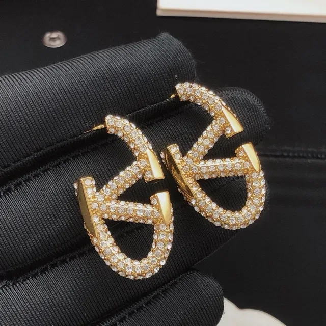 Valentino Brincos de Cristal Transparente com Pavé Dourados 8