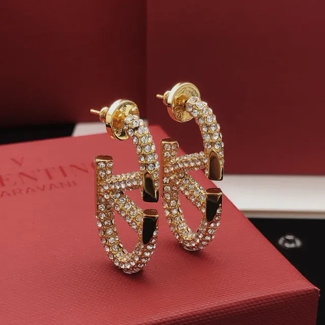 Valentino Brincos de Cristal Transparente com Pavé Dourados 9