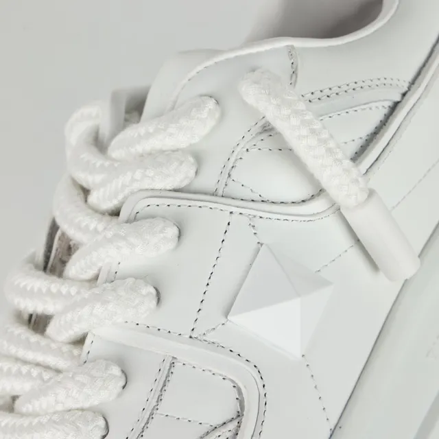 Valentino Rockstud All-White Leather Pyramid Stud Lifestyle Sneakers 6