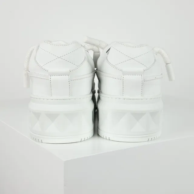 Valentino Rockstud All-White Leather Pyramid Stud Lifestyle Sneakers 8