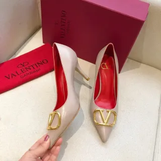 Valentino Rockstud Beige Red Pointed Toe Stiletto Heel Pump