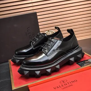 Valentino Rockstud Black Patent Leather Studded Platform Oxford Shoes