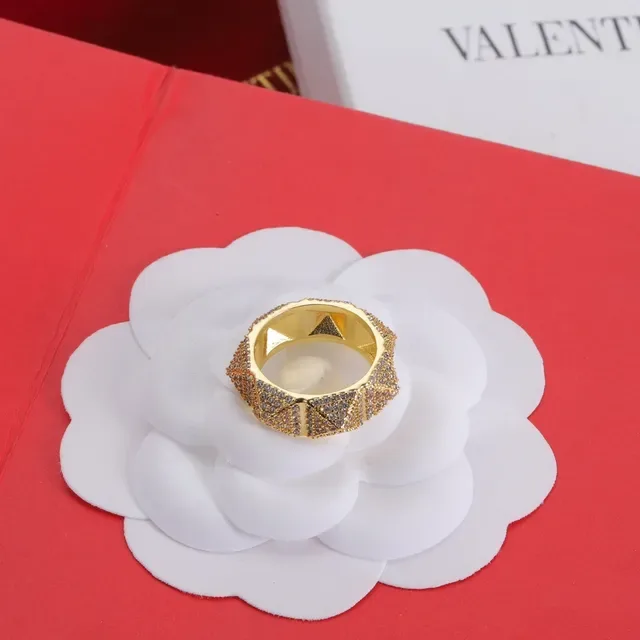 Valentino Rockstud Pavé Crystal Faceted Gold Ring 5