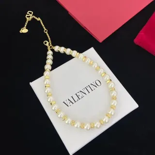 Valentino Rockstud Pearl and Gold-Tone Beaded Necklace