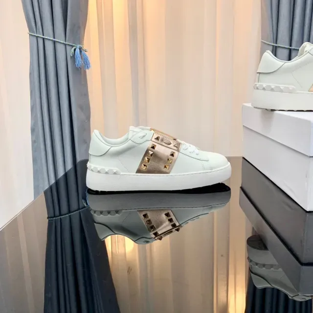 Valentino Rockstud Studded Strap White Leather Lifestyle Sneakers 5