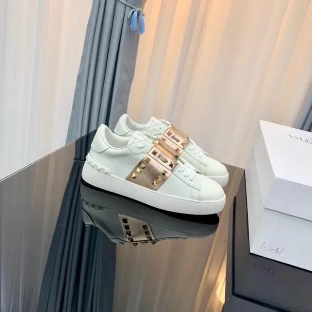Valentino Rockstud Studded Strap White Leather Lifestyle Sneakers 7