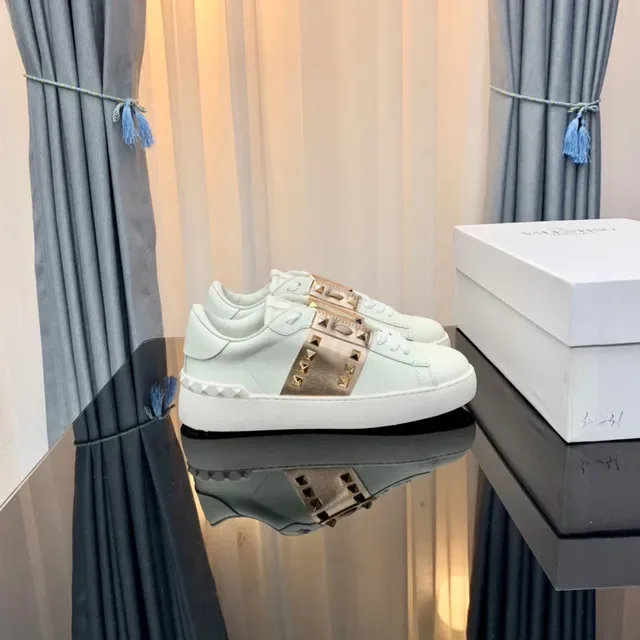 Valentino Rockstud Studded Strap White Leather Lifestyle Sneakers 8