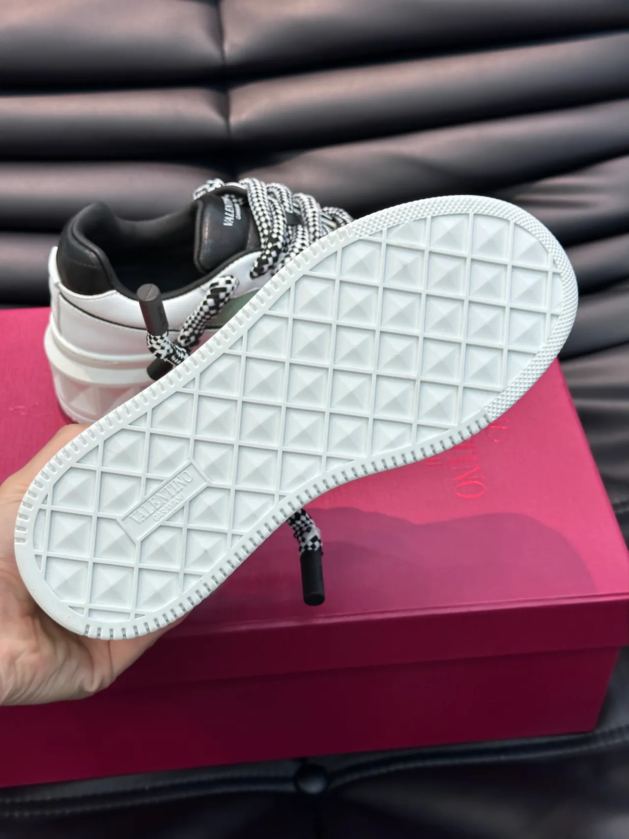 Valentino Rockstud White Green Platform Sole Perforated Mint Panels Chunky Sneakers 2