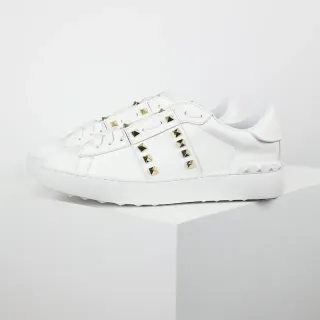 Valentino Rockstud Zapatillas Lifestyle de Cuero Blanco con Stud de Oro
