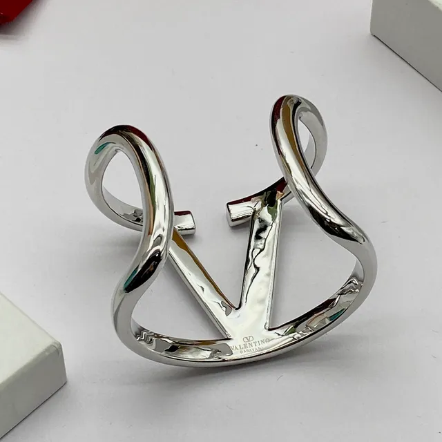 Valentino V-Motif Polished Silver Cuff Bracelet 2