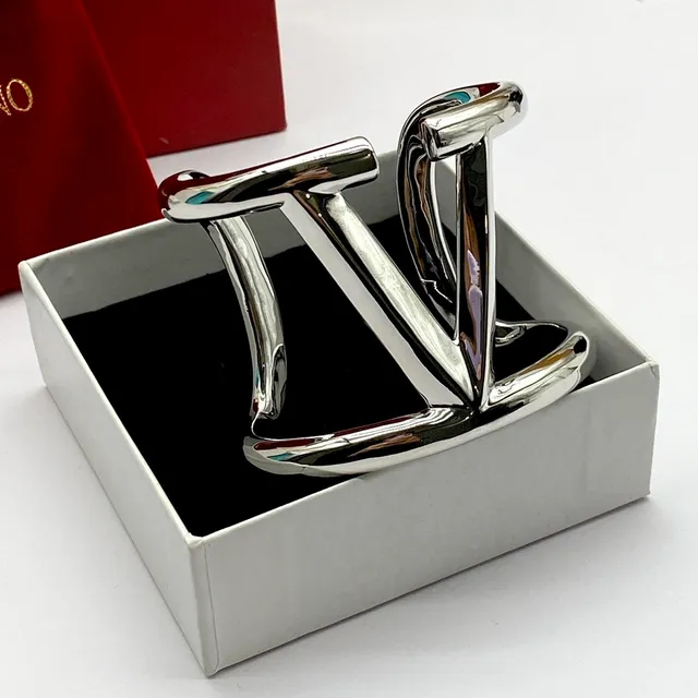 Valentino V-Motif Polished Silver Cuff Bracelet 6