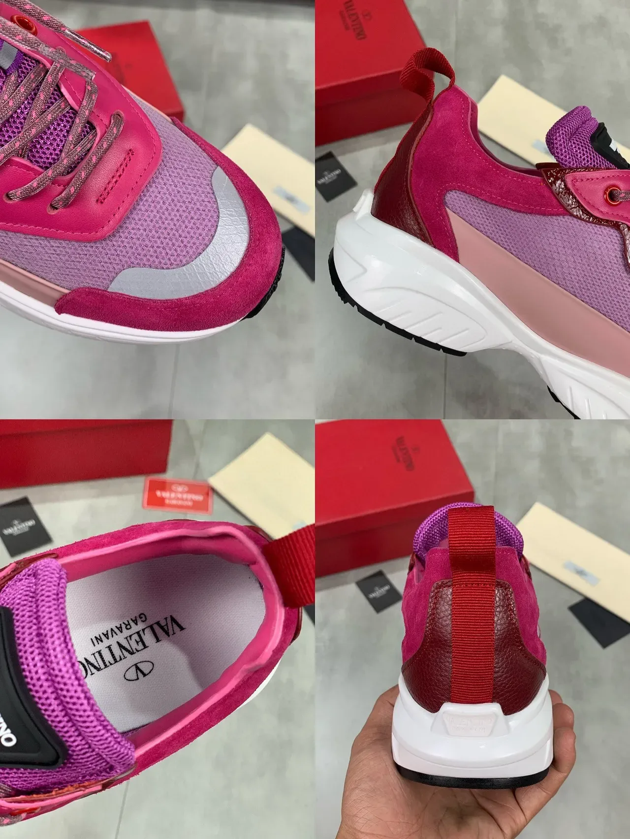 Valentino VLogo Chunky Sneaker Rosa e Branco 3