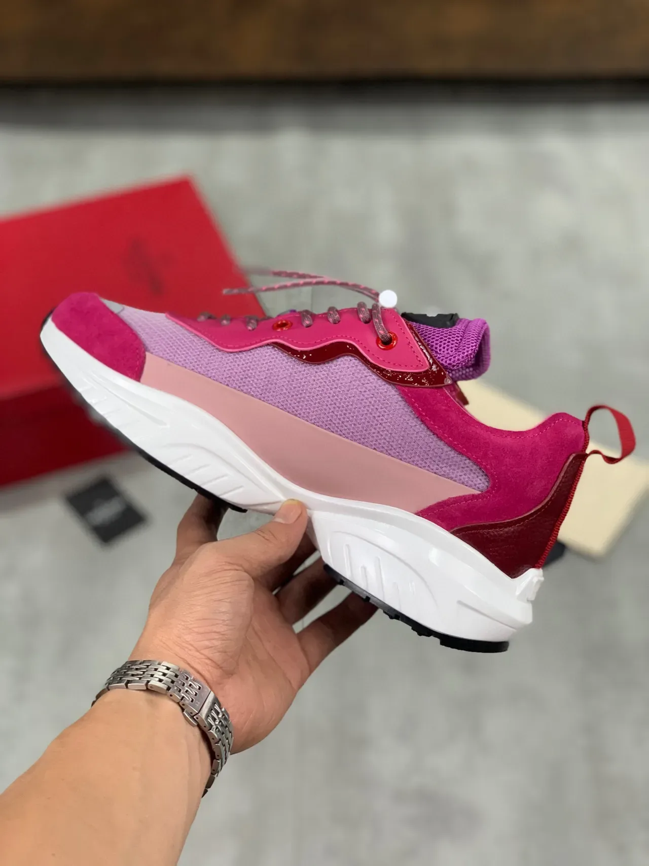 Valentino VLogo Chunky Sneaker Rosa e Branco 6