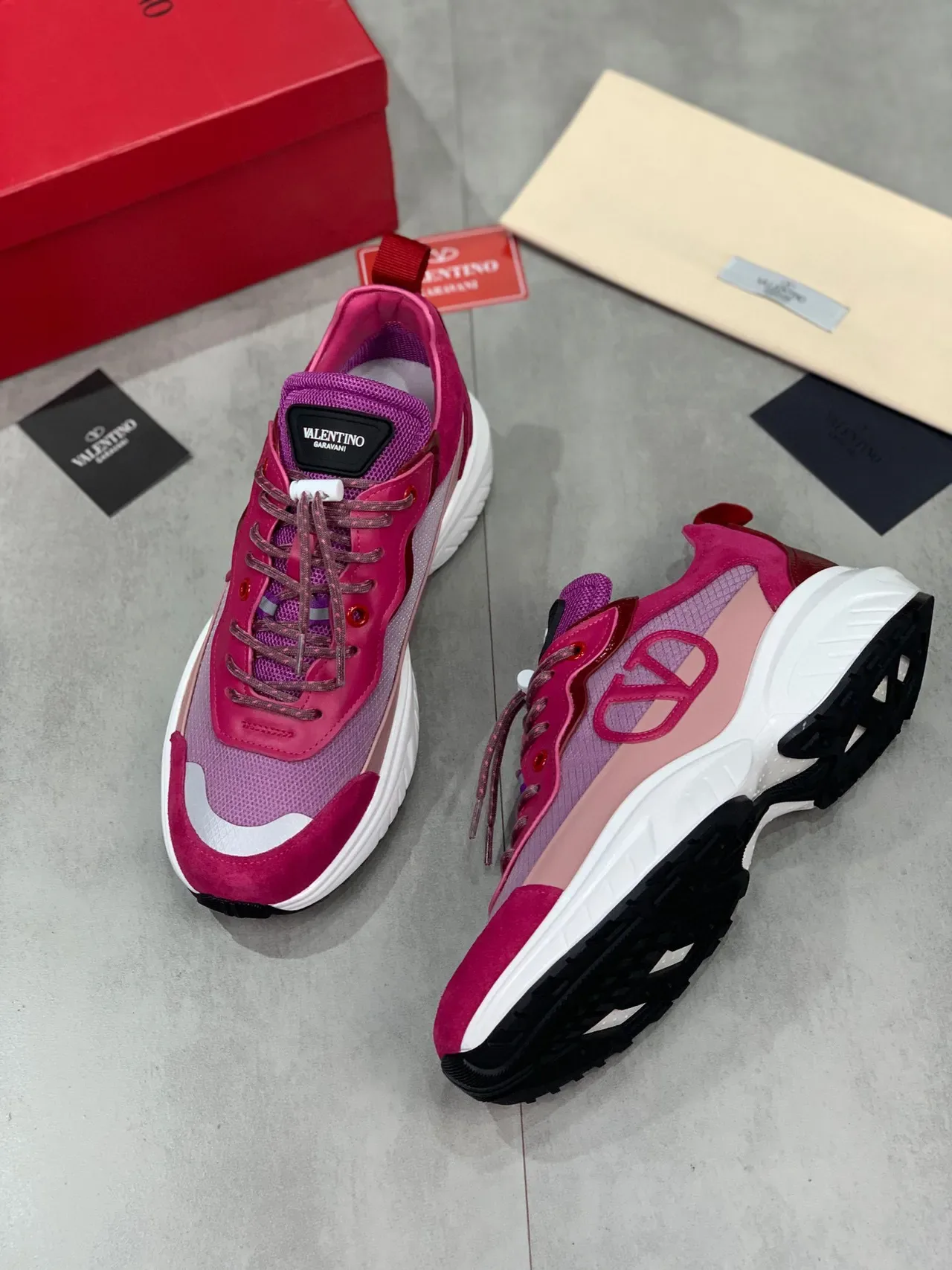 Valentino VLogo Chunky Sneaker Rosa e Branco 8