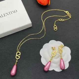 Valentino VLogo Collar Gota Rosa Oro