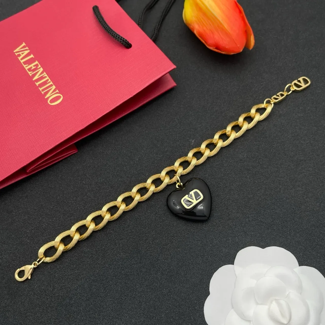 Bracelet Chaîne Chunky VLogo Cœur Valentino 8