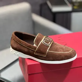 Valentino VLOGO Loafer Brown White Suede Upper Buckle Strap Loafer