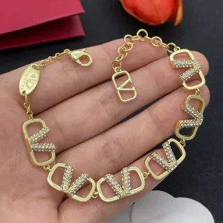 Valentino VLOGO Pavé Crystal Pulsera Dorado Eslabones