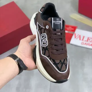 Valentino VLTN Brown Suede and Jacquard Chunky Sneakers