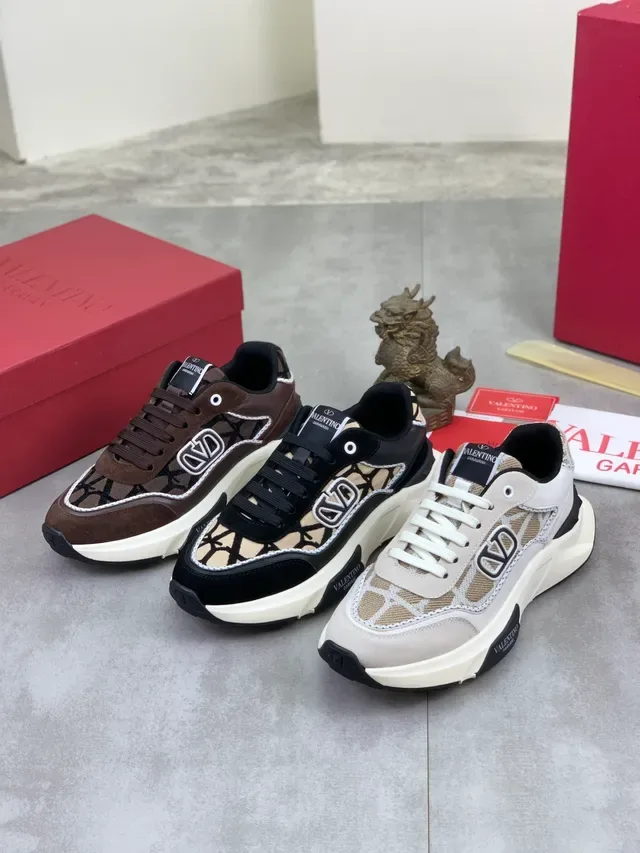 Valentino VLTN Tênis Chunky Marrom de Suede e Jacquard 2