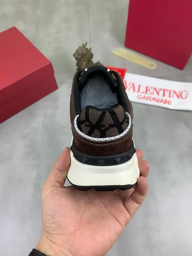 Valentino VLTN Tênis Chunky Marrom de Suede e Jacquard 4