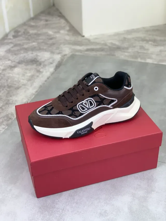 Valentino VLTN Tênis Chunky Marrom de Suede e Jacquard 5