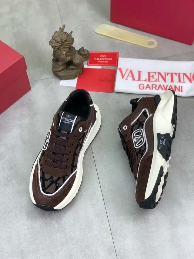 Valentino VLTN Tênis Chunky Marrom de Suede e Jacquard 6