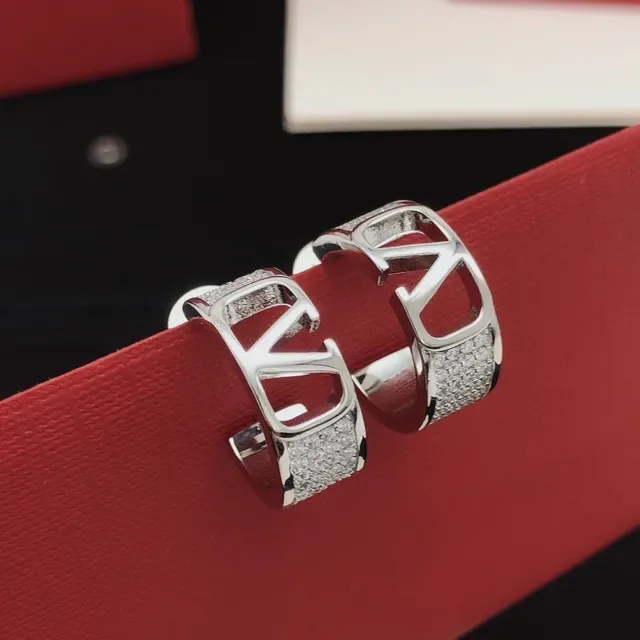 Valentino VLTN Pavé Crystal Argolas Abertas 6