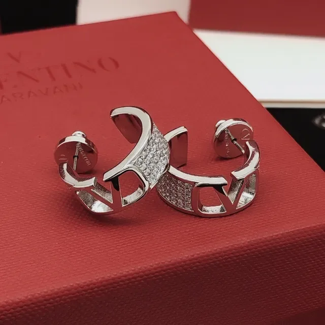 Valentino VLTN Pavé Crystal Argolas Abertas 8