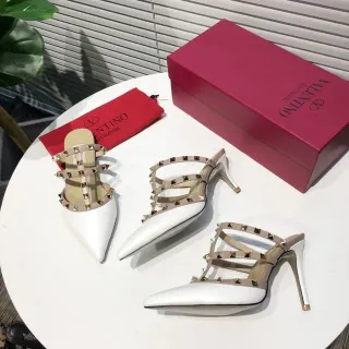Valentino White Beige Pointed-Toe Stiletto Heel Pump