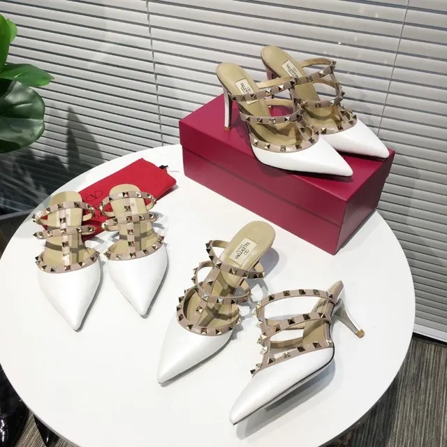 Valentino White Beige Pointed-Toe Stiletto Heel Pump 5