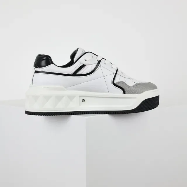 Valentino Chaussures Lifestyle Blances Grises Low-Top à Semelle Plateforme 7