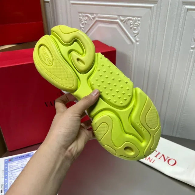 Valentino Blanc Vert Semelle Chunky Upper Hybride Mesh-Suede Chaussures Lifestyle 2