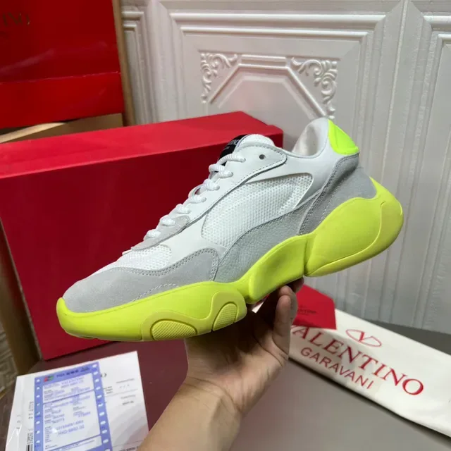 Valentino Blanc Vert Semelle Chunky Upper Hybride Mesh-Suede Chaussures Lifestyle 3