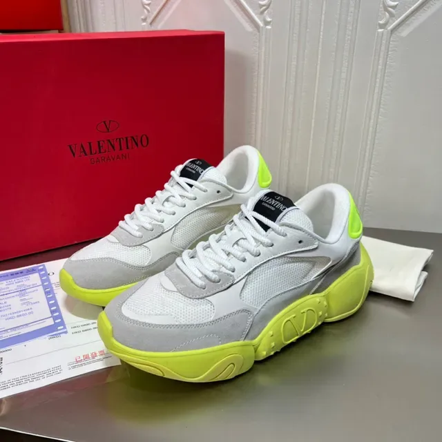 Valentino Blanc Vert Semelle Chunky Upper Hybride Mesh-Suede Chaussures Lifestyle 4