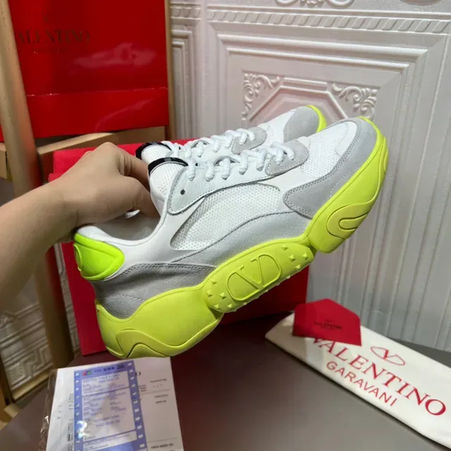 Valentino Blanc Vert Semelle Chunky Upper Hybride Mesh-Suede Chaussures Lifestyle 7