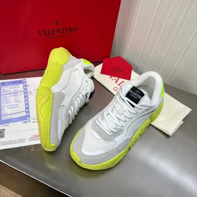 Valentino Blanc Vert Semelle Chunky Upper Hybride Mesh-Suede Chaussures Lifestyle 8