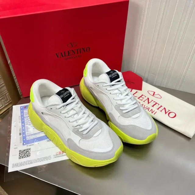 Valentino Blanc Vert Semelle Chunky Upper Hybride Mesh-Suede Chaussures Lifestyle 9