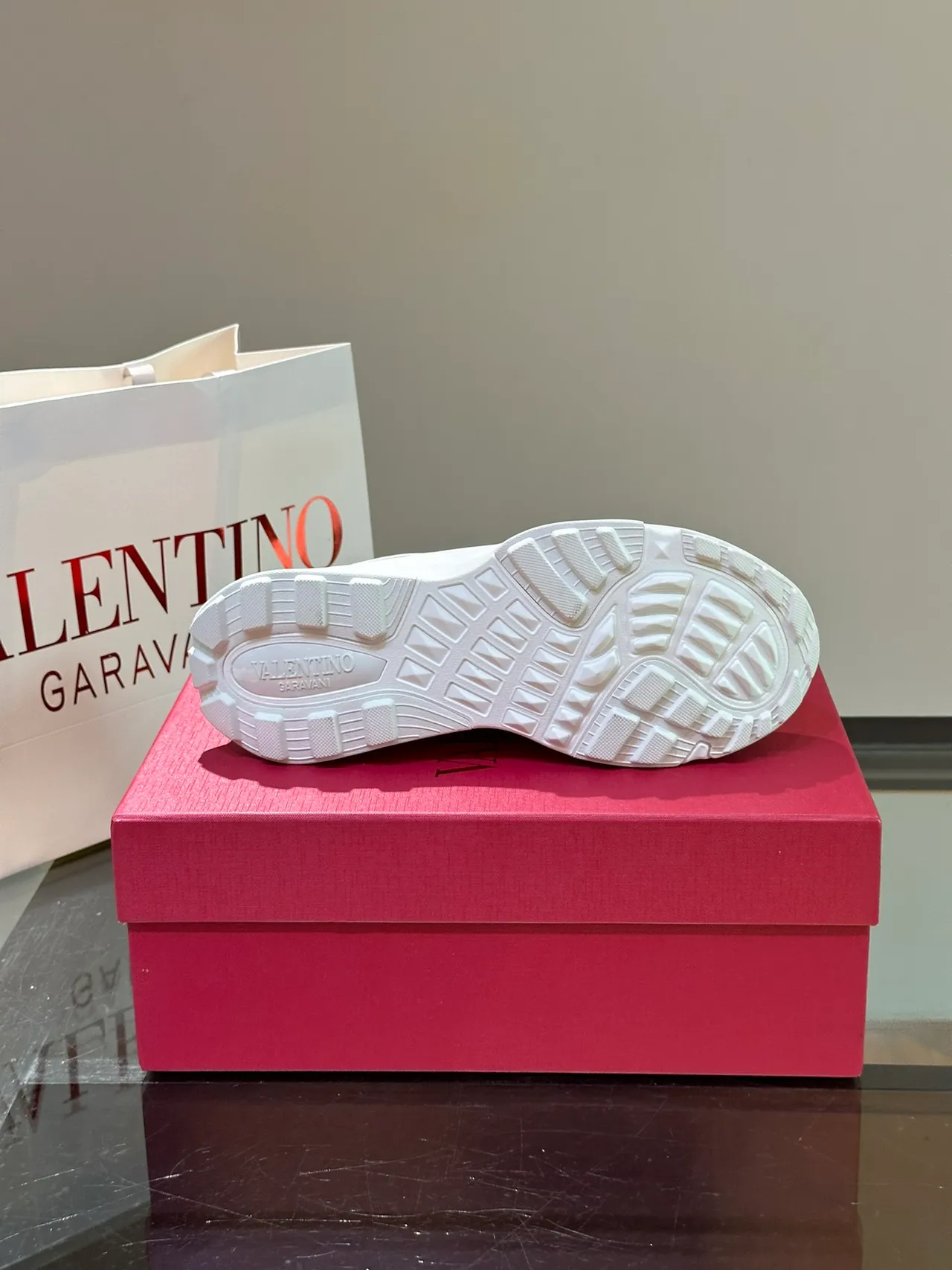 Valentino White Platform Sole Geometric Layered Upper Chunky Sneakers 2