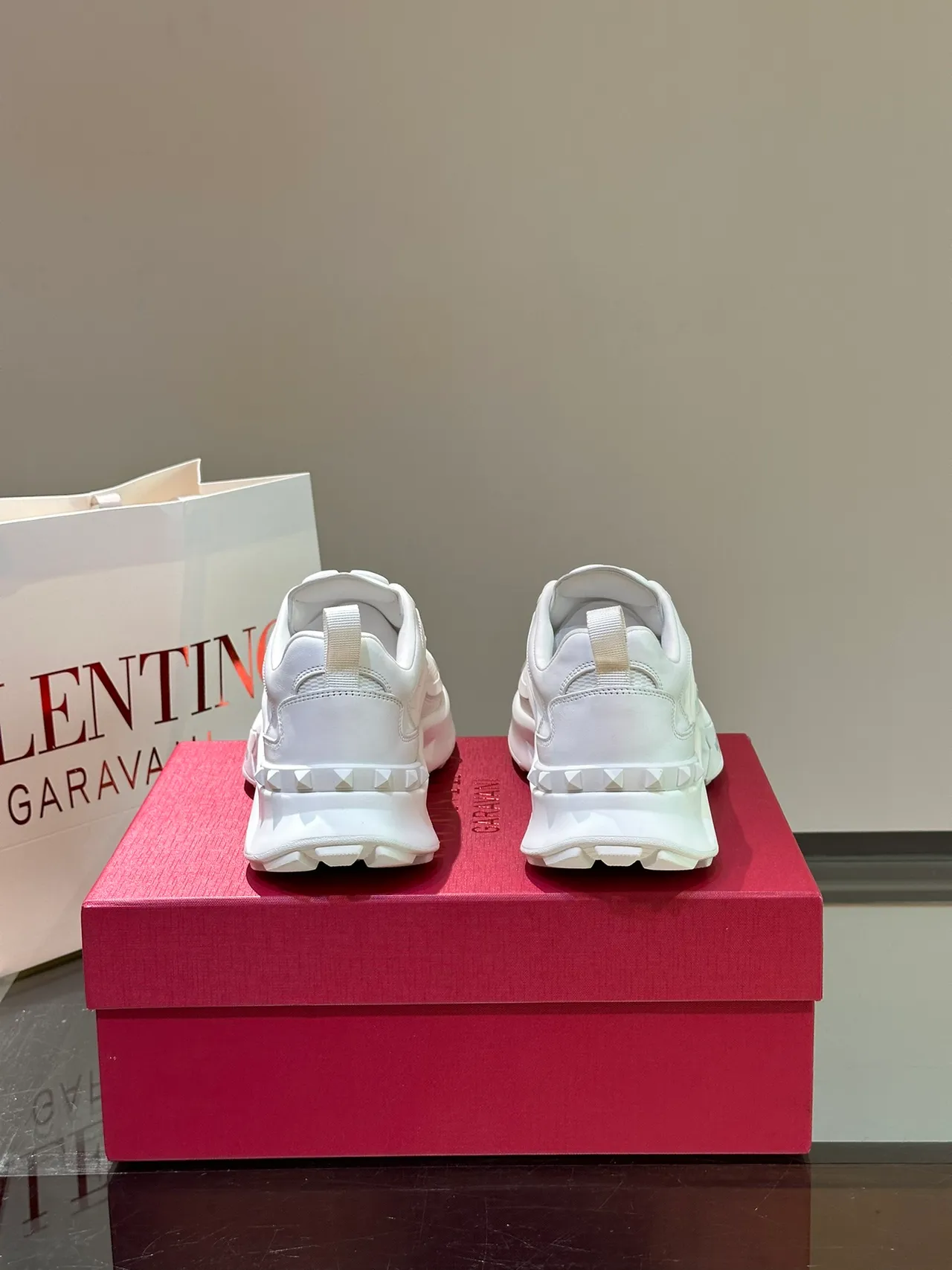 Valentino White Platform Sole Geometric Layered Upper Chunky Sneakers 4