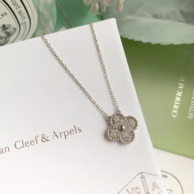 Van Cleef & Arpels Alhambra Four-Leaf Clover Pavé Diamond Necklace 6