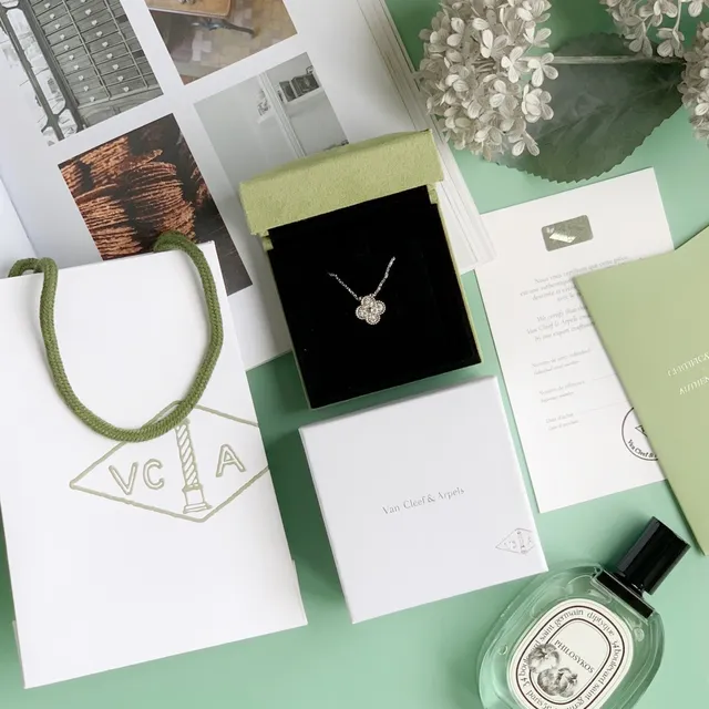 Van Cleef & Arpels Alhambra Four-Leaf Clover Pavé Diamond Necklace 9