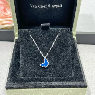 Van Cleef & Arpels Papillon Blue Enamel Butterfly Pendant Necklace