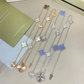 Van Cleef & Arpels Alhambra Four-Leaf Clover and Fan Motif Necklaces