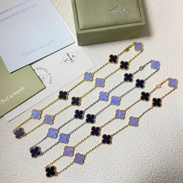 Van Cleef & Arpels Alhambra colar de lavanda e trébol azul marinho 6
