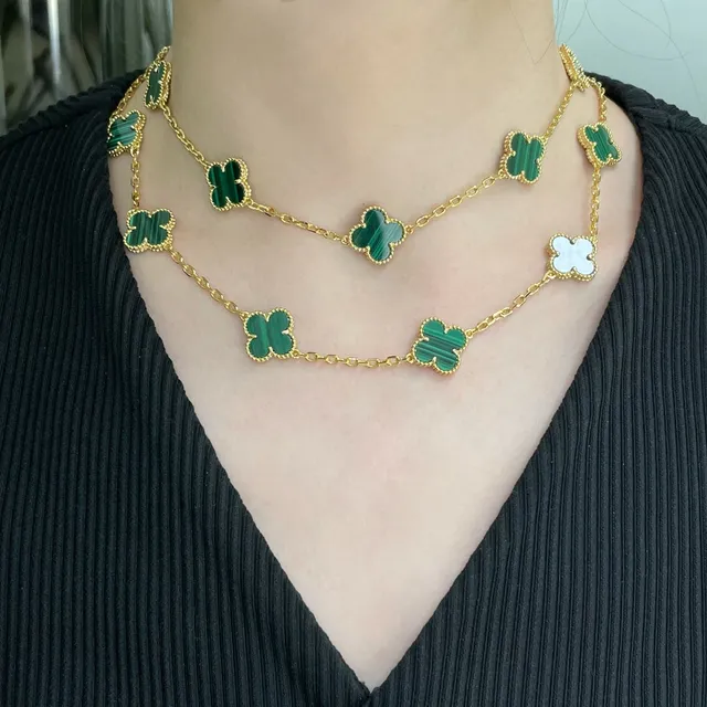 Van Cleef & Arpels Alhambra Malachite Four-Leaf Clover Necklace 7
