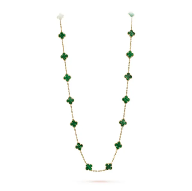 Van Cleef & Arpels Alhambra Malachite Four-Leaf Clover Necklace 8