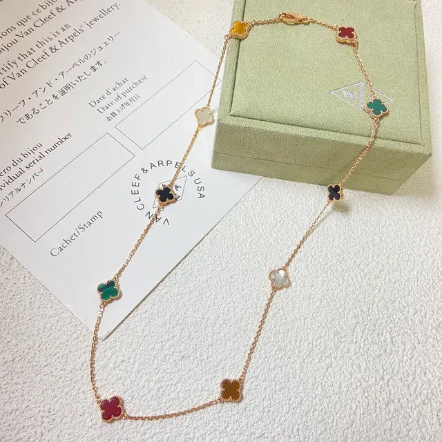 Van Cleef & Arpels Alhambra Multicolor Clover Motif Necklace 3