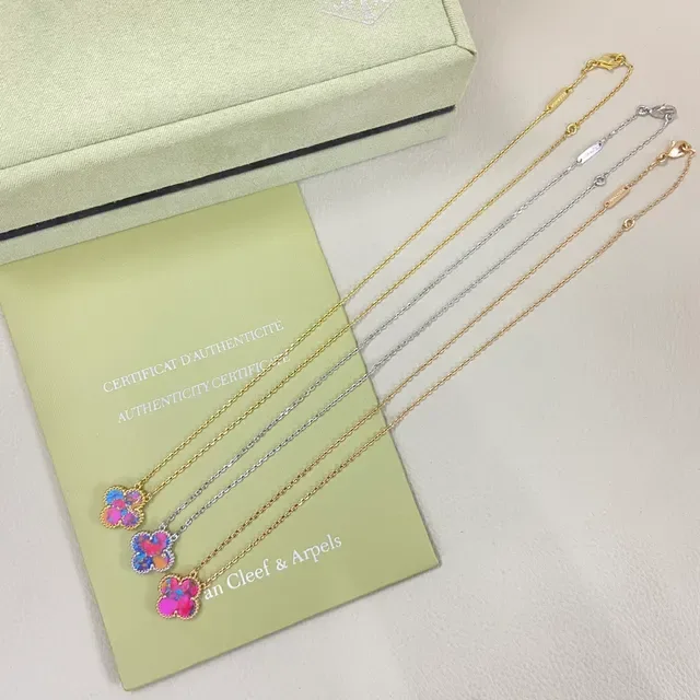 Van Cleef & Arpels Alhambra Multicolor Enamel Clover Pendant Necklaces 1