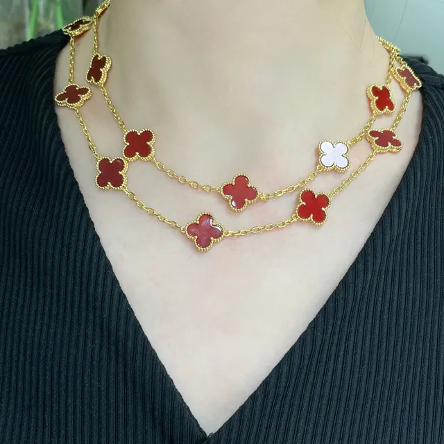 Van Cleef & Arpels Alhambra Red Enamel Four-Leaf Clover Necklace 5